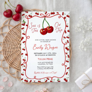 Invitation Elle est l'invitation de Baby Shower La Cerise sur