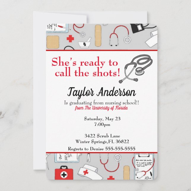 Invitation Elle est prête à appeler la Shots Nursing School (Devant)