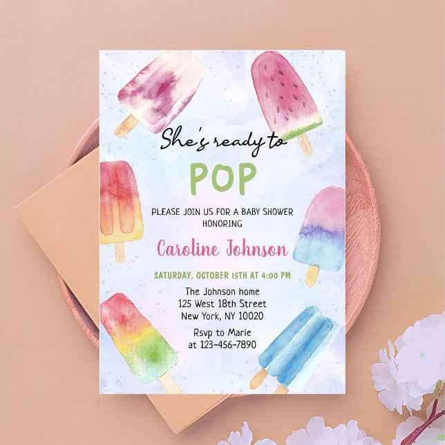Invitation Elle est prête à faire du Baby shower Popsicle aqu (Créateur téléchargé)