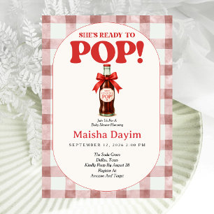 Invitation Elle est prête à faire pop Gingham Baby Shower