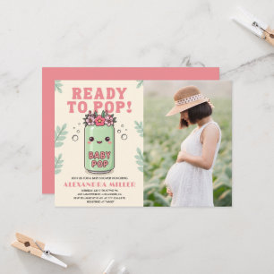 Invitation Elle est prête à mettre bas Fête bébé fille Photo 