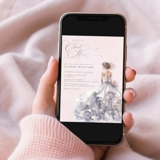 Invitation Elle est sur Cloud Nine Dreamy Pastel Fête des mar (Créateur téléchargé)