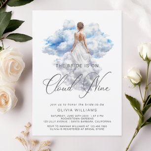 Invitation Elle est sur Cloud Nine Fête des mariées aquarelle