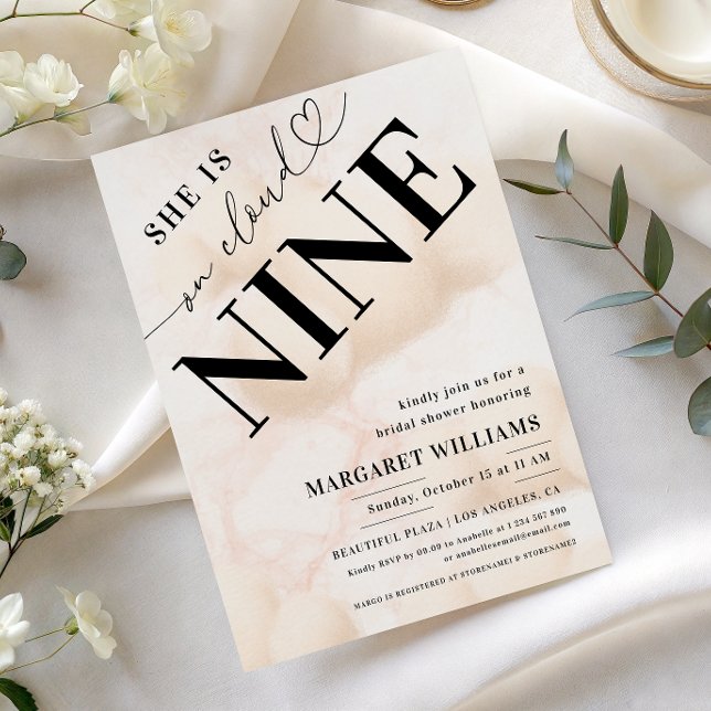 Invitation Elle est sur Cloud Nine Fête des mariées de script (Créateur téléchargé)