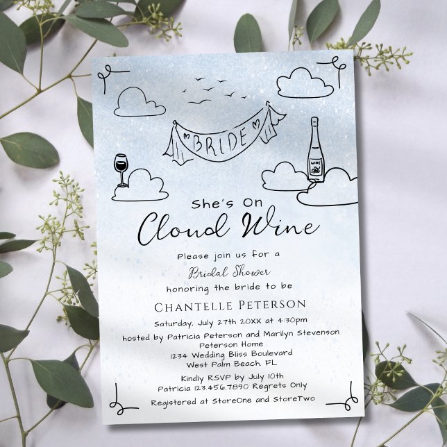 Invitation Elle est sur Cloud Wine Funky Gribouillis Enterrem (Créateur téléchargé)