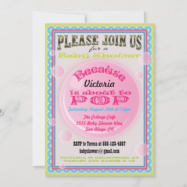 Invitation Elle est sur le point de POP Baby Shower Invitatio (Devant)