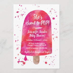 Invitation Elle est sur le point de POP Baby shower Popsicle 