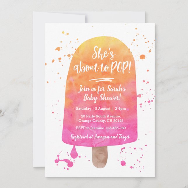 Invitation Elle est sur le point de POP Baby shower Popsicle  (Devant)