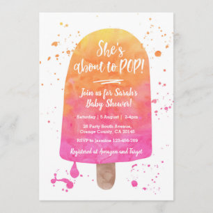 Invitation Elle est sur le point de POP Baby shower Popsicle 