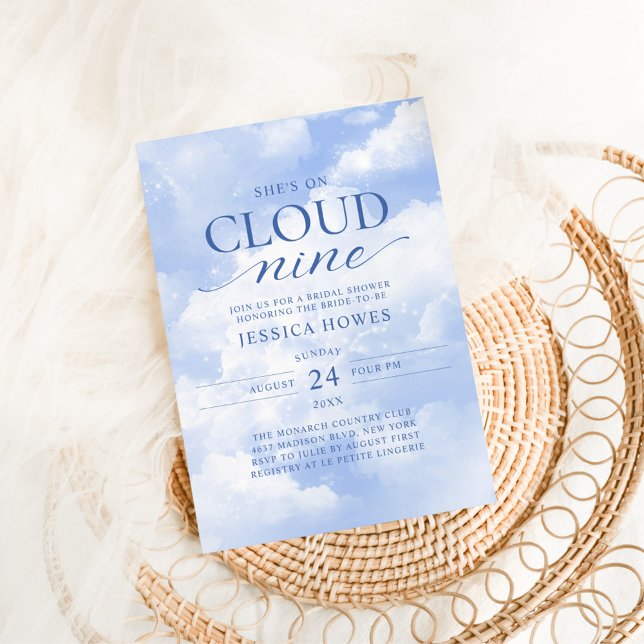 Invitation Elle est sur nuage neuf Fête des mariées bleue (Créateur téléchargé)