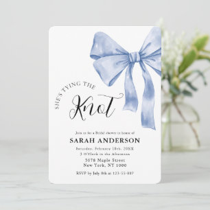 Invitation Elle est Tying the Knot bleu bow Fête des mariées