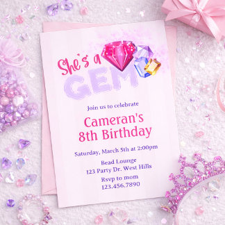 Invitation Elle est un joyau d'anniversaire  | Pierre précieu