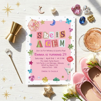 Invitation Elle est une Gemme Fille de 21 ans Anniversaire Po