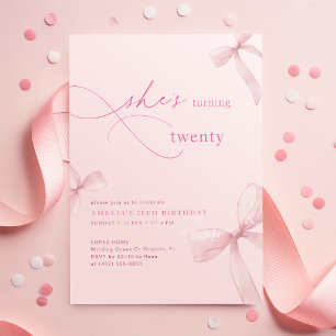 Invitation Elle fête ses vingt ans Ruban 20e anniversaire