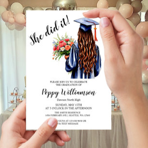 Invitation Elle L'A Fait Aquarelle Graduation