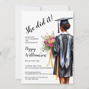 Invitation Elle L'A Fait Aquarelle Graduation