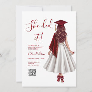 Invitation Elle l'a fait   Fille élégante marron soirée de re