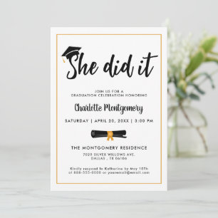 Invitation Elle L'A Fait Grad Casquette Tassel Graduation Par
