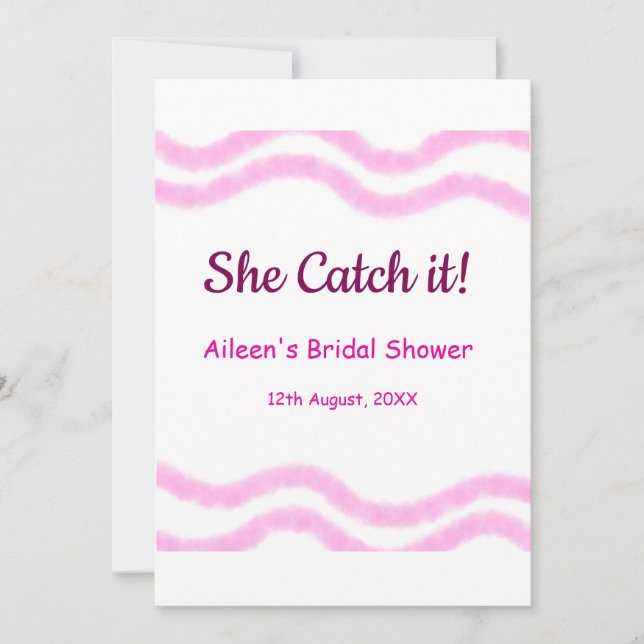 Invitation Elle l'attrape lignes en spirale aquarelle rose ma (Devant)
