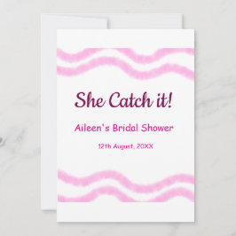 Invitation Elle l'attrape lignes en spirale aquarelle rose ma