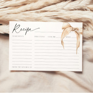 Invitation Elle lie le noeud Beige Bridal Bow Recette Card