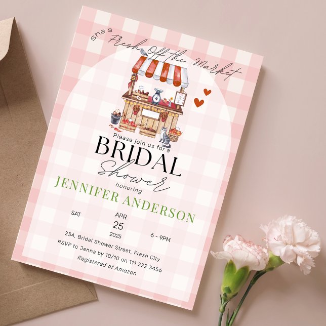 Invitation Elle n'a plus la Fête des mariées du marché (She's Fresh Off the Market Bridal Shower Invitation)
