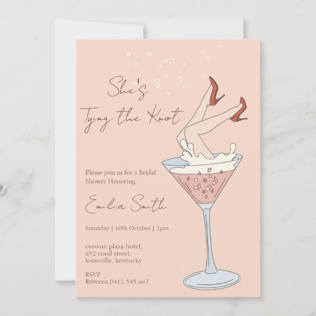 Invitation Elle noue la douche nuptiale Knot martini (Devant)