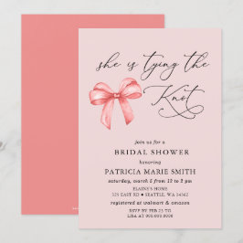 Invitation Elle noue la Fête des mariées arc rose noeud