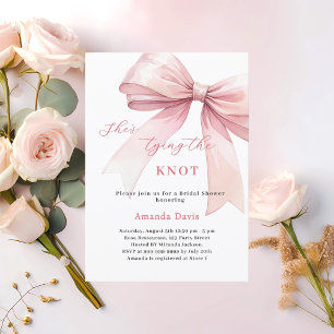 Invitation Elle noue la Fête des mariées arc rose noeud