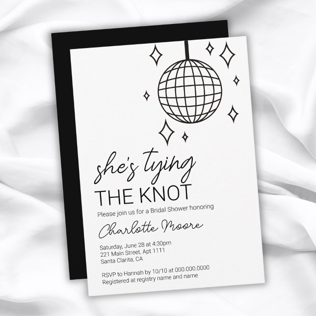 Invitation Elle noue la Fête des mariées Disco Knot (She's Tying The Knot Disco Bridal Shower Invitation
)