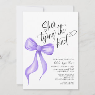 Invitation Elle noue la Fête des mariées pourpre du noeud