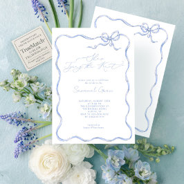 Invitation Elle noue la jolie Fête des mariées bleue de la co