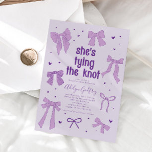 Invitation Elle noue le noeud Purpl Bow Fête des mariées Invi