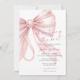 Invitation Elle noue le nœud Rose perle Enterrement de vie de