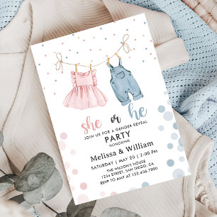 Invitation Elle ou il habille le Baby shower de révélation de