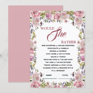 Invitation Elle Préférerait Lilac Floral Fête des mariées Jeu