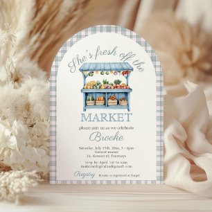 Invitation Elle sort de l'arc de Fête des mariées bleu du mar