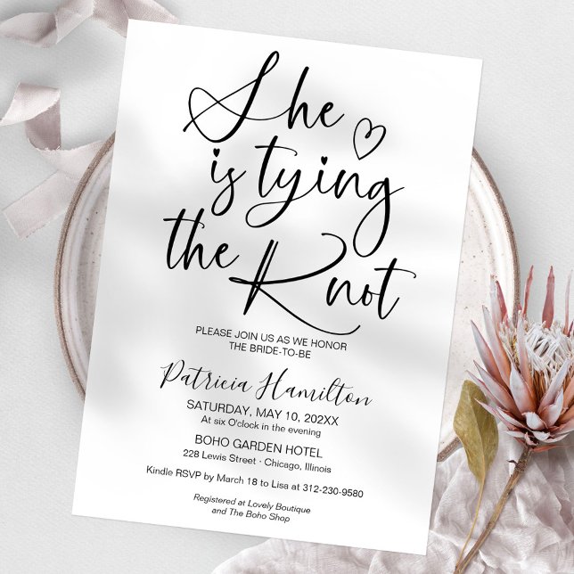 Invitation Elle Tient La Fête des mariées Du noeud (Créateur téléchargé)