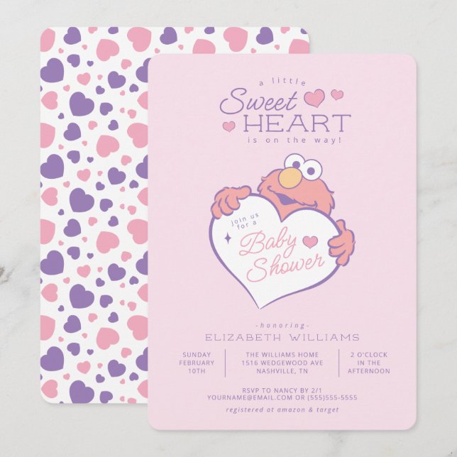 Invitation Elmo - Petit Baby shower amoureux (Devant / Derrière)