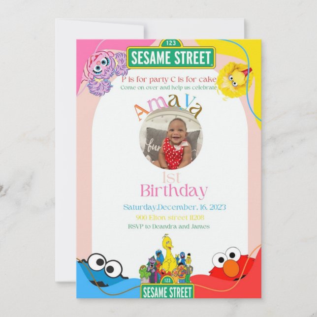 Invitation Elmo’s 1st birthday theme (Devant)
