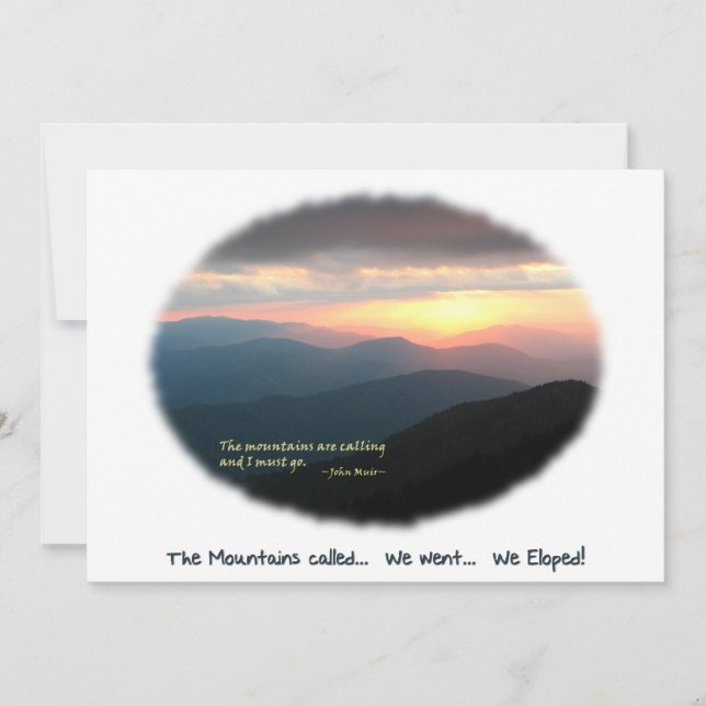 Invitation Eloped in the Mountains / Mtns Called - Nous Elope (Devant)