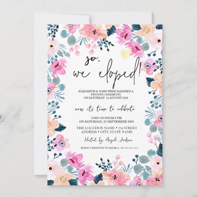 Invitation Elopement Chic Garden Rose Fleurs (Devant)