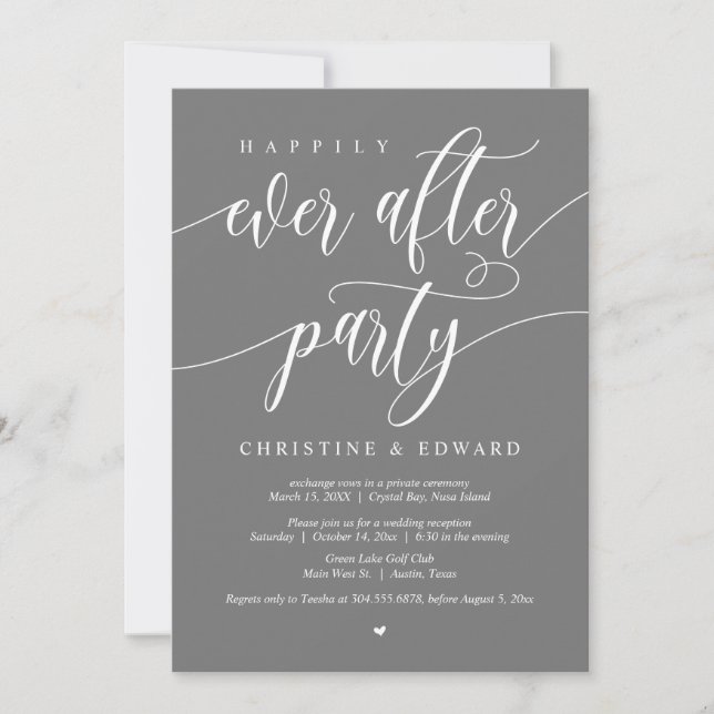 Invitation Elopement, Heureusement Jamais Après La Fête, Grey (Devant)