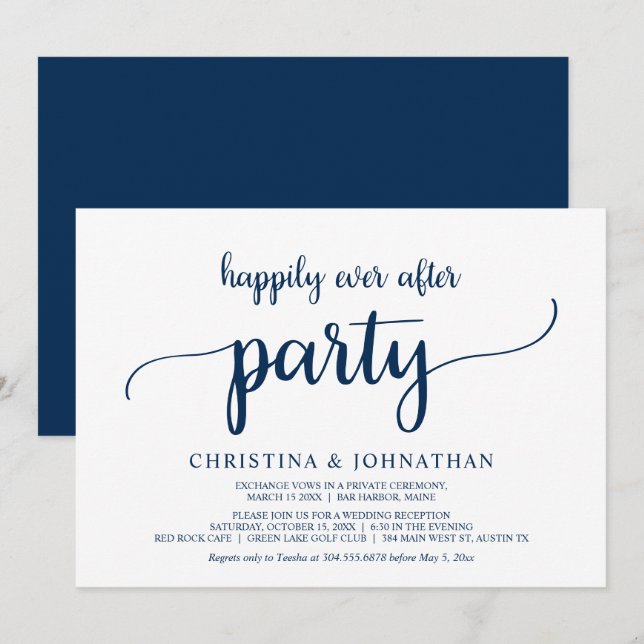 Invitation Elopement, Heureusement toujours après la fête, bl (Devant / Derrière)