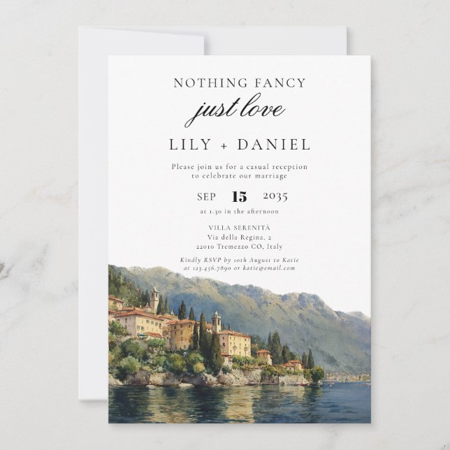 Invitation Elopement Lake Côme Italie Réception de mariage (Devant)