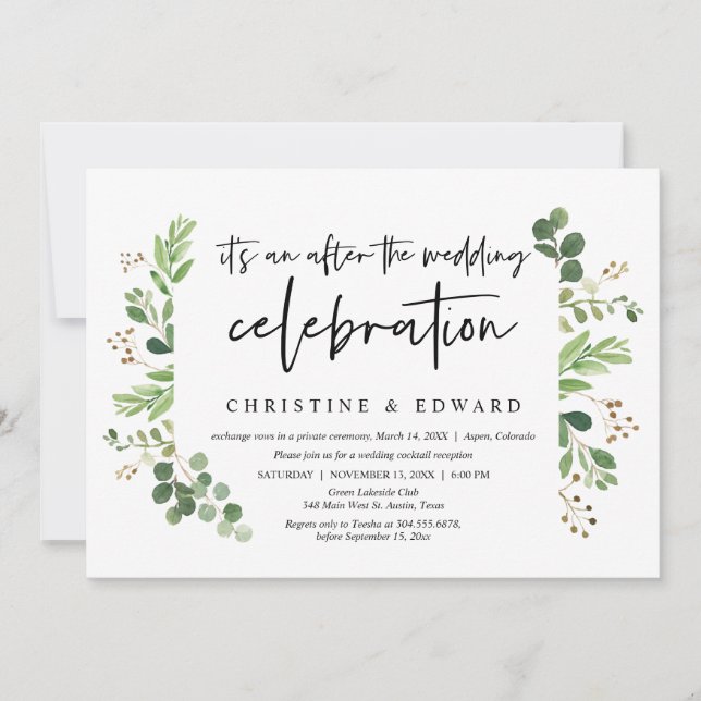 Invitation Elopement mariage, Après la célébration mariage (Devant)