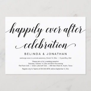 Invitation Elopement mariage, Élégant Script noir élégant