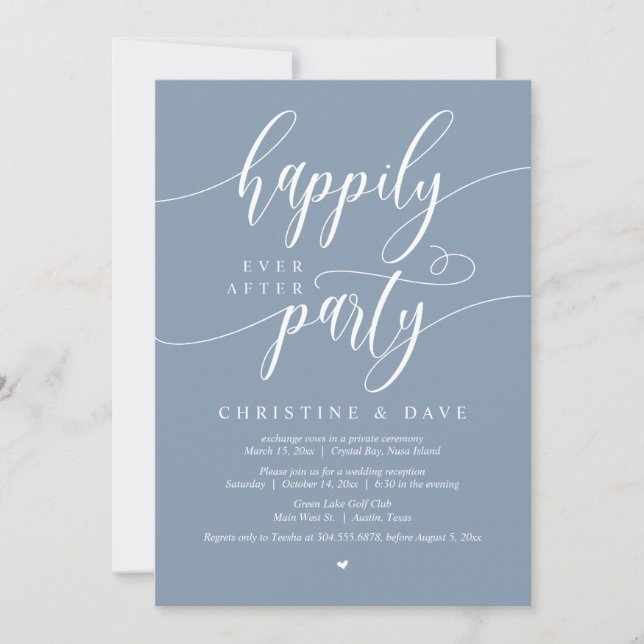 Invitation Elopement mariage, Heureusement Jamais Après La Fê (Devant)