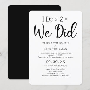 Invitation Elopement Mariage I Do Times 2 = Nous Avons Fait I