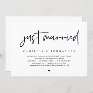 Invitation Elopement mariage, Minimaliste Moderne Juste marié